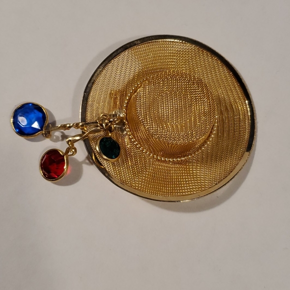 🔖Unique Vintage 1980's Gold Mesh Hat Brooch - Picture 4 of 8